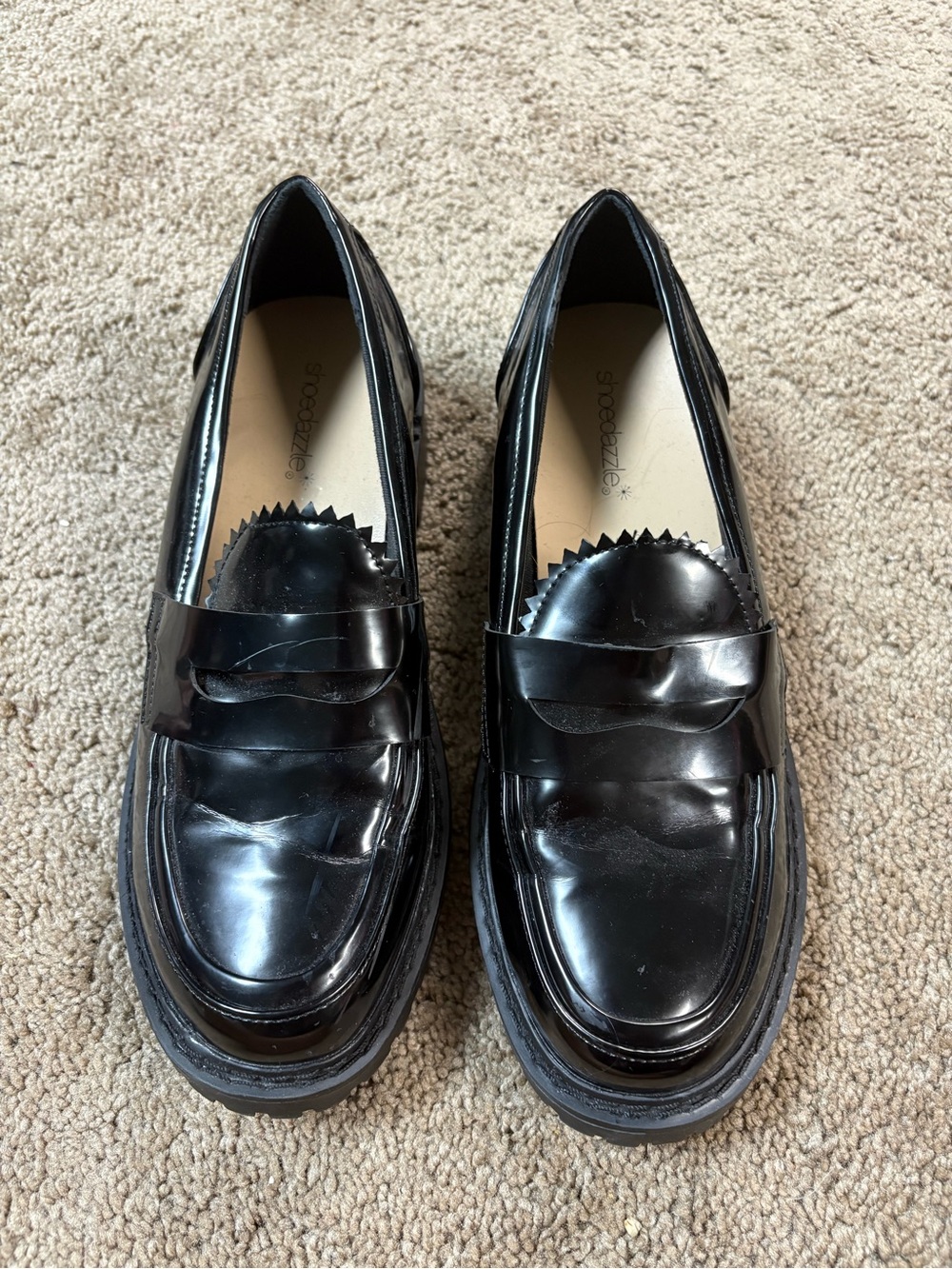 Shoe Dazzle Black Patent Loafers for Women
